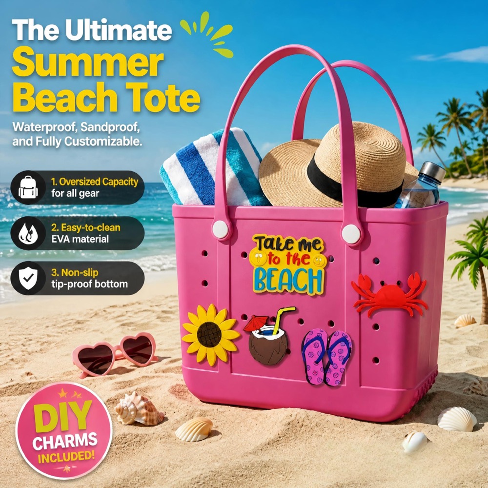 Travel Accessories Us - Ladies Oversized Rubber Beach Bag Handbag,