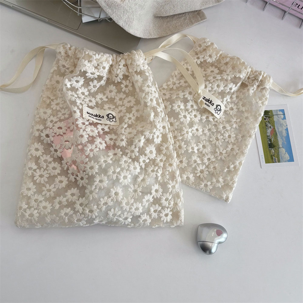 Lace Embroidered Daisy Mesh Dr - Travel Accessories Bag review and price
