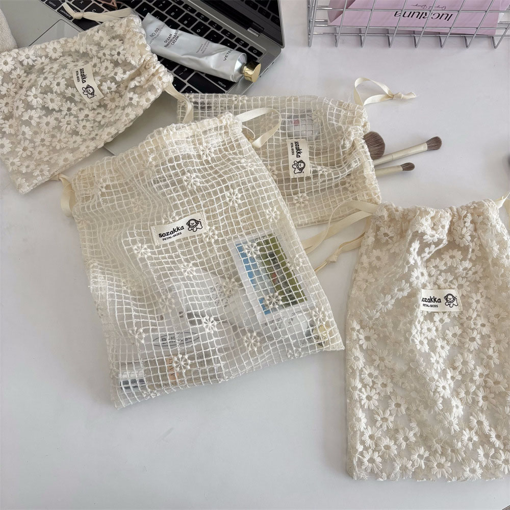 Lace Embroidered Daisy Mesh Dr - Travel Accessories Bag review and price